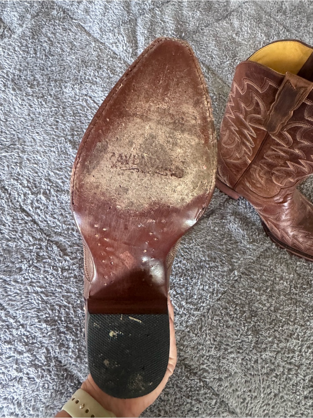 Cavender’s Brown Leather Western Cowboy Boots - Picture 4 of 4